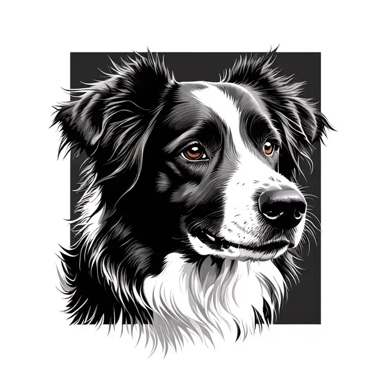 White Australian Shepherd Dog Outline