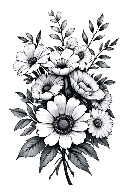 Bouquet Of Birth Flowers For The Months Of April May July August September And November