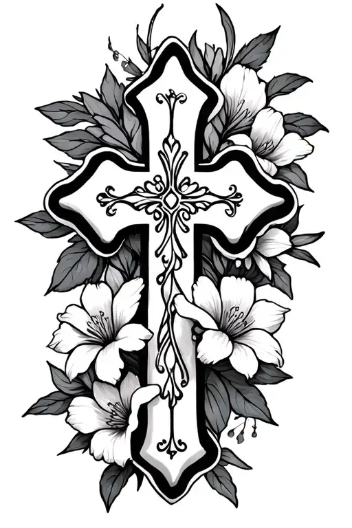 Cross And Flowers
