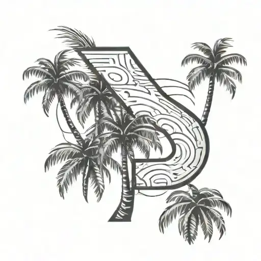 Palm Tree With The Letter B Letters