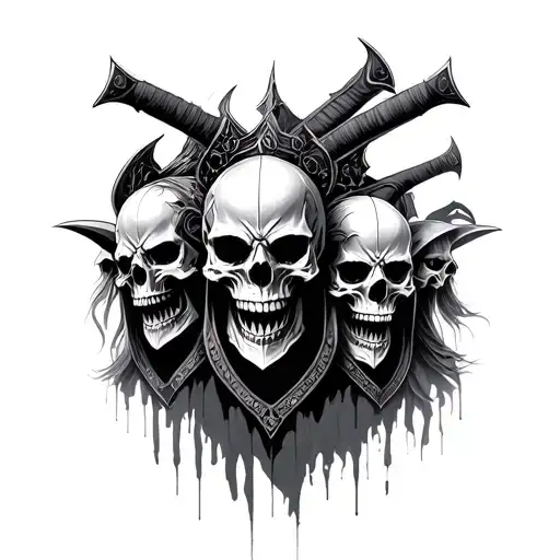 Multiple Warrior Skulls Representing Dark Periods
