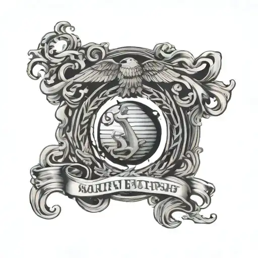 Marine Corps Emblem With Wife And Baby And Doctorate