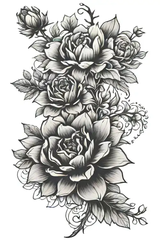 Floral Spine Tattoo Simple Fine Line