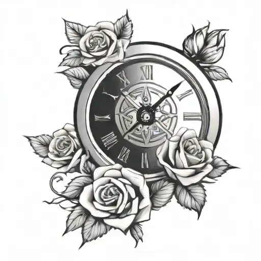 Clock With Rose