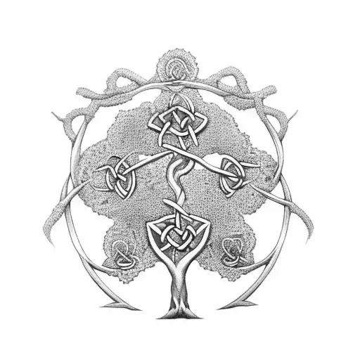 Celtic Tree Of Life Growing Out Of Celtic Anchor
