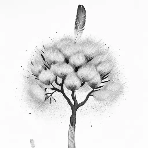 Feather Quill Turning Into A Blossom Tree