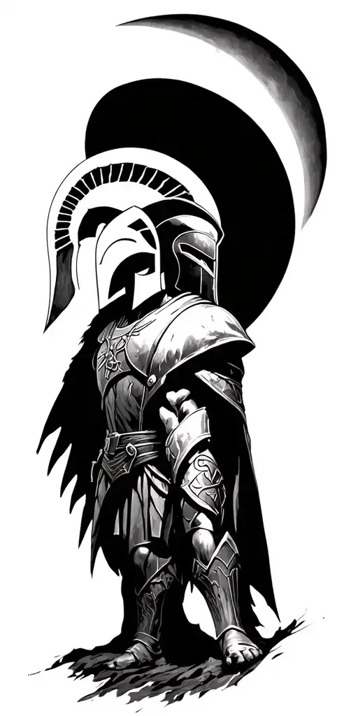 Spartan With The Moon Behind Him