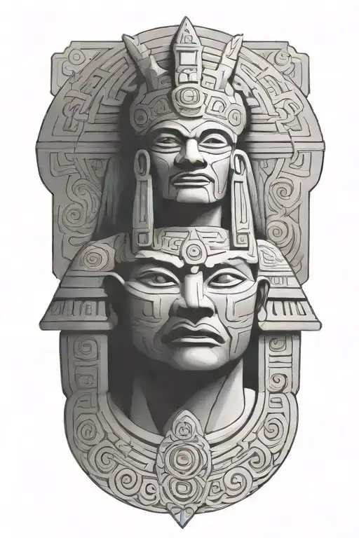 Itzamna Mayan God With Pyramid Emerging