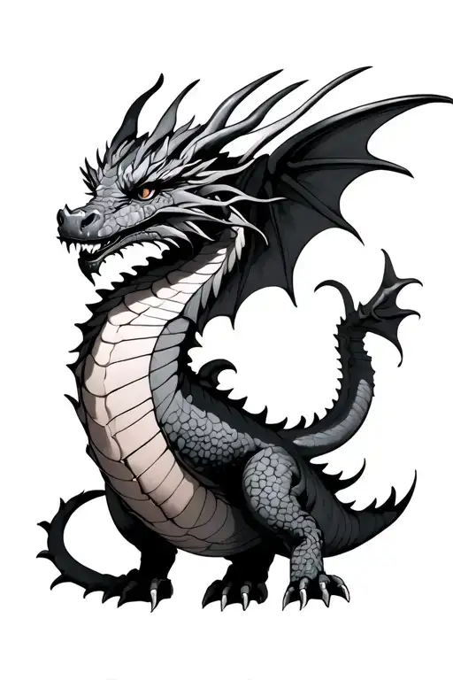 Dragon With Wings And 4 Legs Wrapped Around Calf