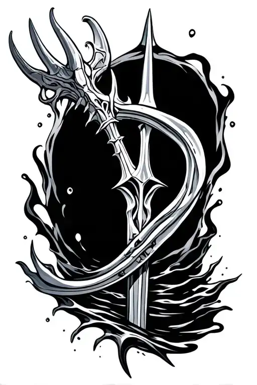 Trident Coming Out Of Water