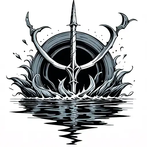 Trident Coming Out Of Water