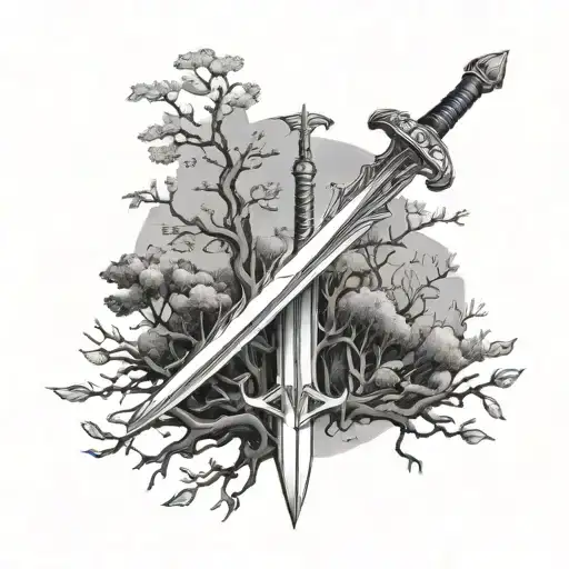 Sword Surrounded By Trees