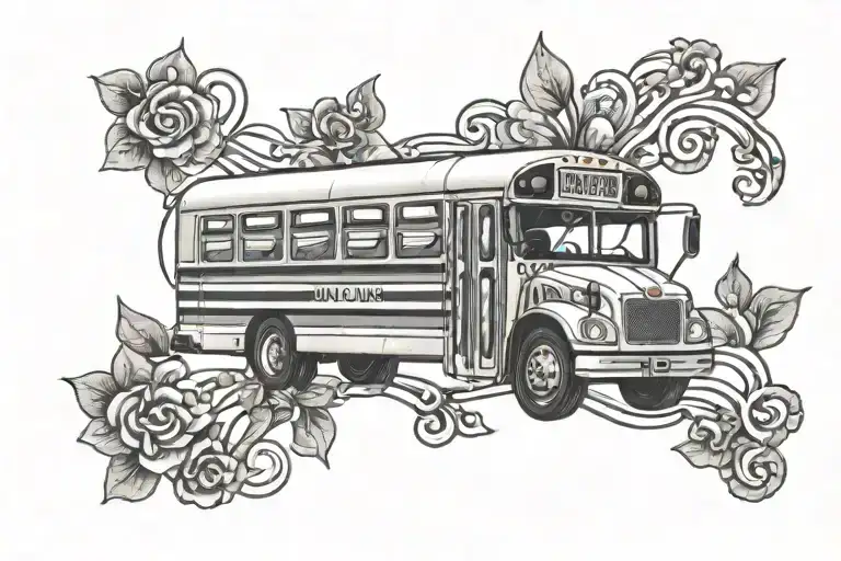 School Bus With Words Bus Life And Music Notes Intertwined