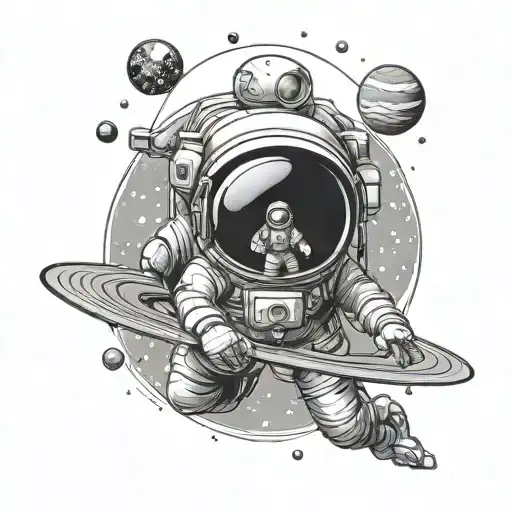 Outer Space With Planets And Rocket Ship With Astronaut Realism