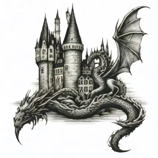 Harry Potter Castle Dragon Intertwined