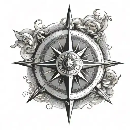 Wind Rose With Navigation Compass