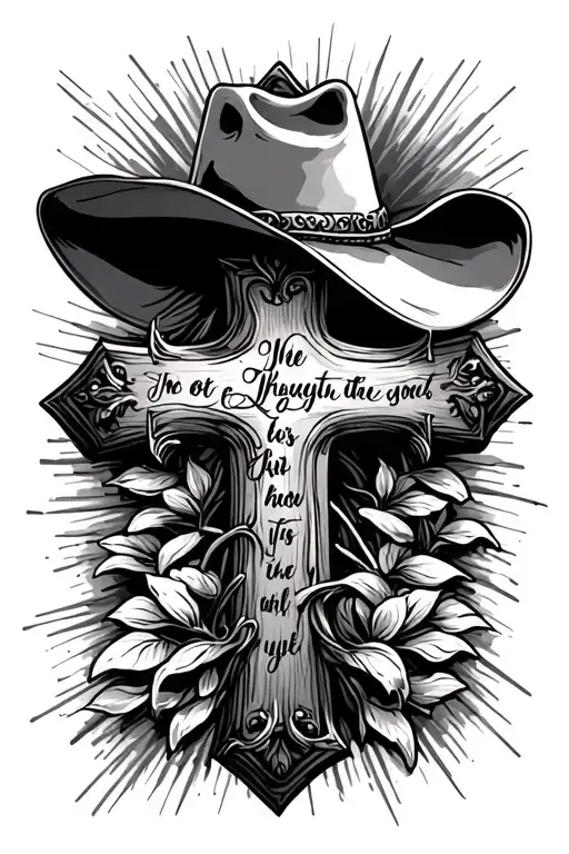 Cross With Cowboy Hat And Bible Verse