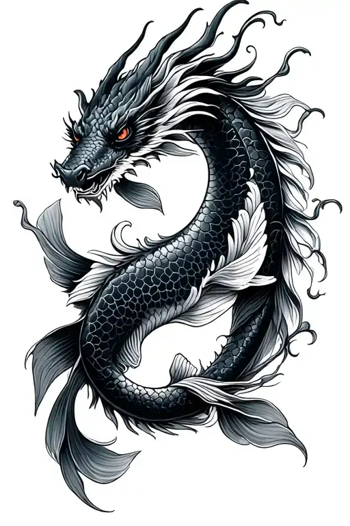 Dragon And Koi Fish Yin And Yang