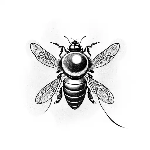 An Intricate Design Of A Robotic Bee With Music Notes Coming Out Of Its Wings