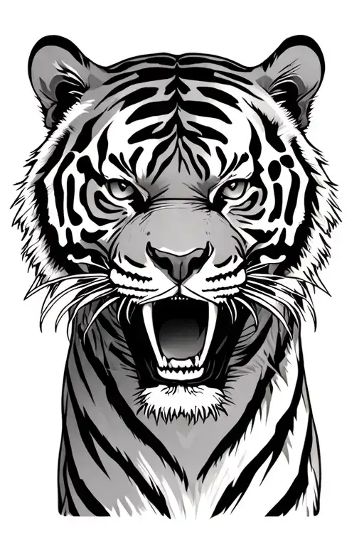 A Japanese Tiger With Stripes That Have Skulls Hidden In Them