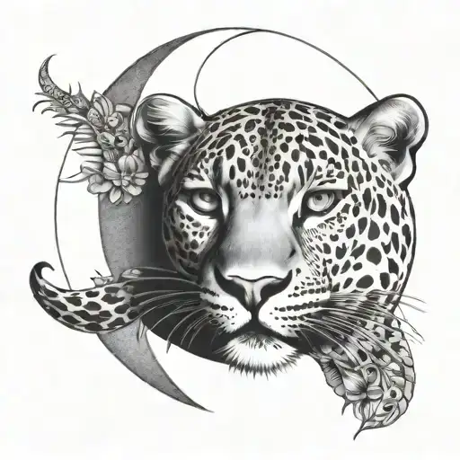 Leopard And Moon Surrounded