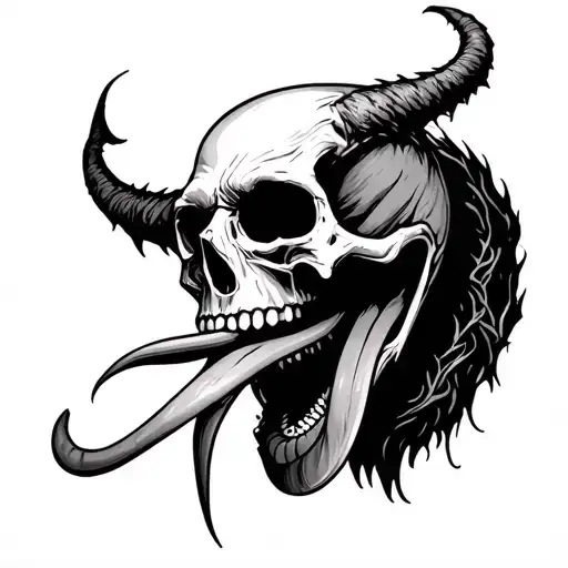 Horror Skull Long Tongue Demon