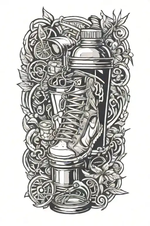 A Sleek And Stylish Cocktail Shaker Intertwined With A Pair Of Jordan 1 Sneakers