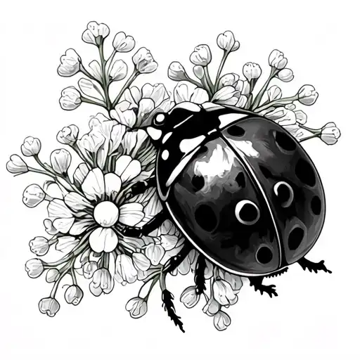 Ladybug Knifes Babys Breath Flower