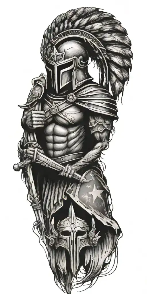 American Flag With Spartan Warrior