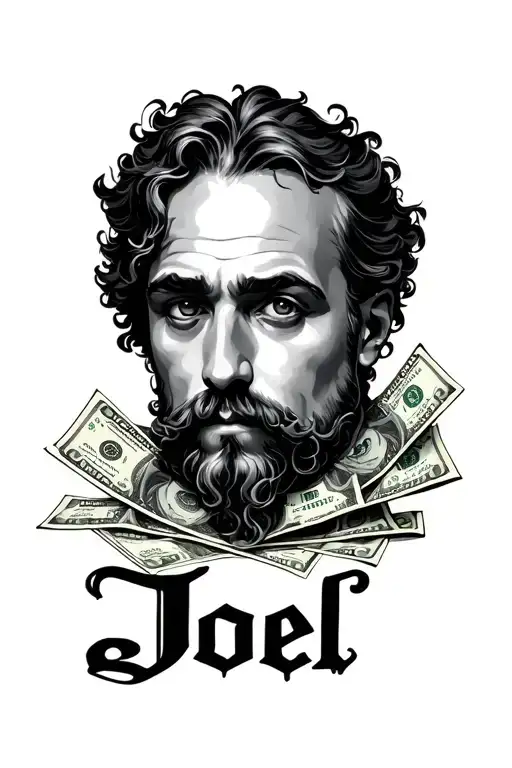 The Name Joel In Old English With Cash Covered Around It