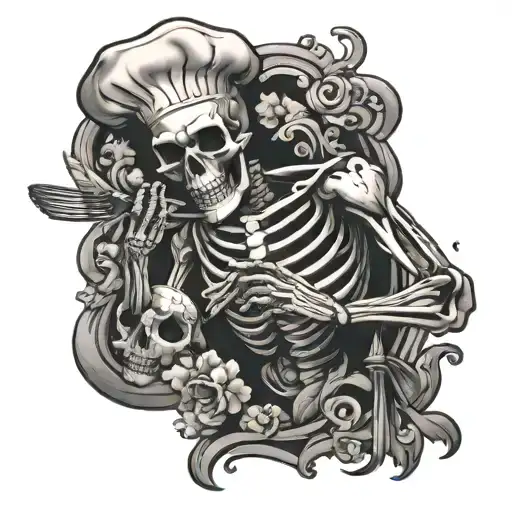 Half Chef Half Skeleton Cooking Themed