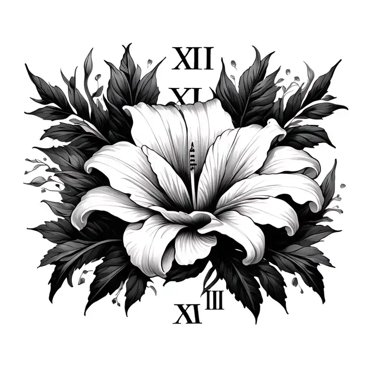 Roman Numerals With A Lilly Flower On The Side