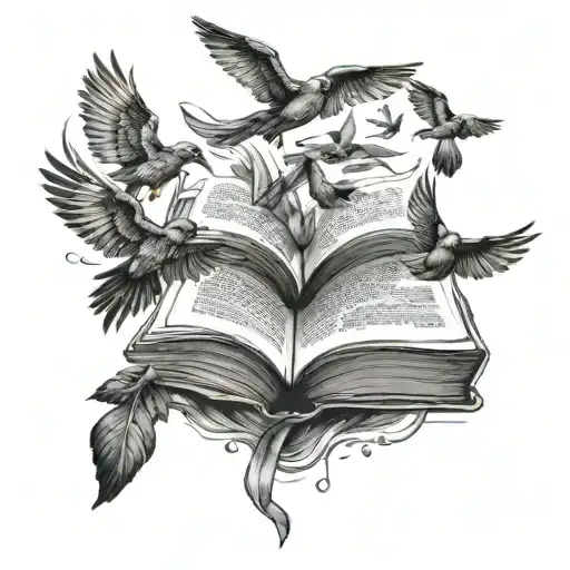 Open Book Pages Turning Into Flying Birds