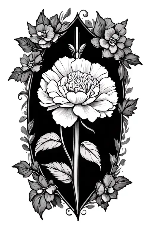 Cross With Carnation Flower In Of A Grandma