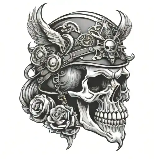 Skull Heart Biker Helmet