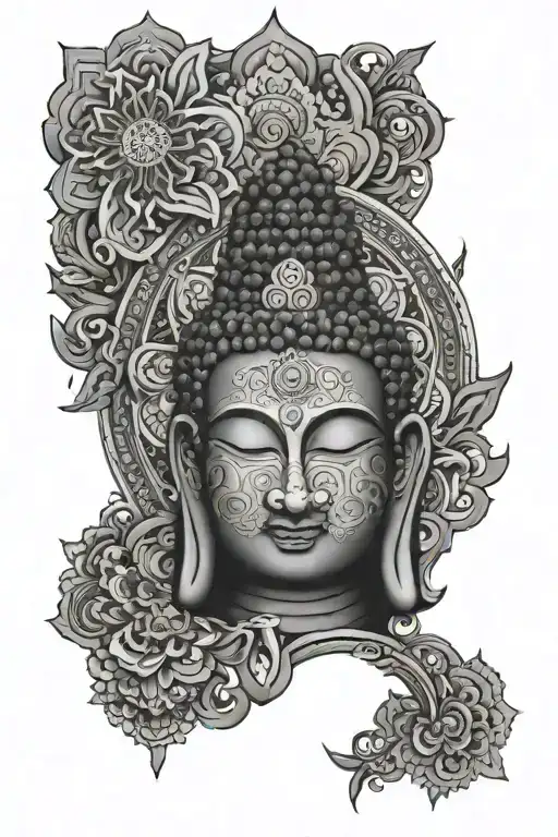 Half Buddha Half Bhairab With Mandala Back Ground