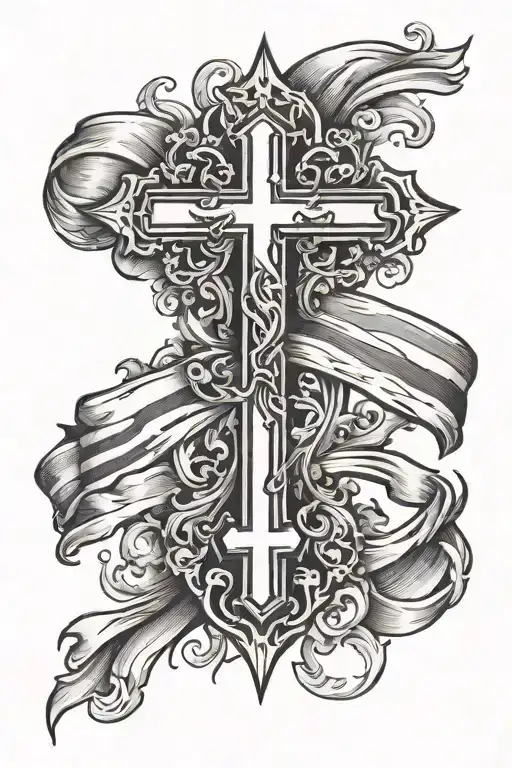 Christian Cross And Danish Flag