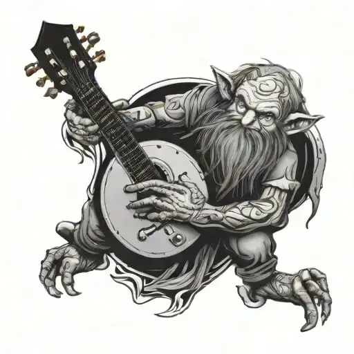 Metal Music Hobbit Playing A Guitar