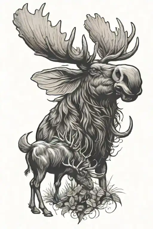 Bee With A Moose Standing Side By Side