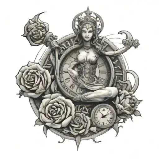 Templars Against Demons Rose Woman Goddess All Powerful Clock Cloud