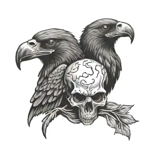 Two Headed Skull Crow