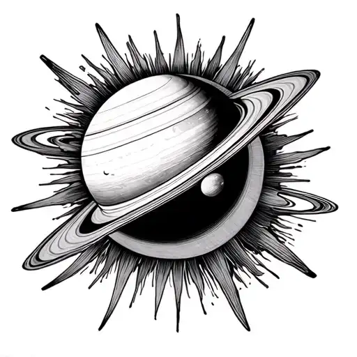 Saturn And Venus Surronding The Sun