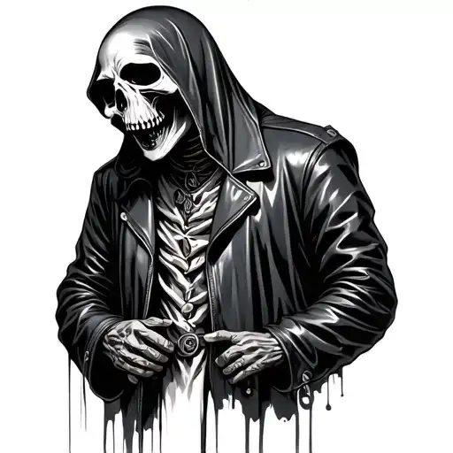 A Grim Reaper Wearing A Leather Jacket
