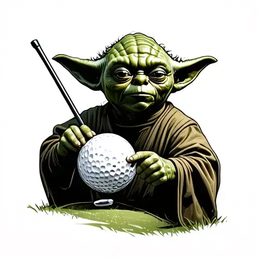Yoda Playing Golf Ball