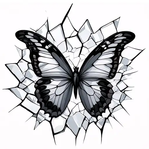 Butterfly And Broken Glass