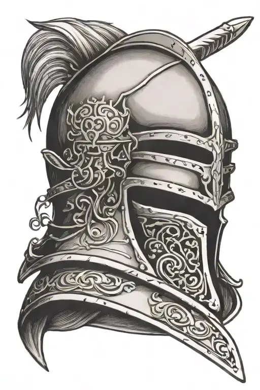 Medieval Helmet With A Sword