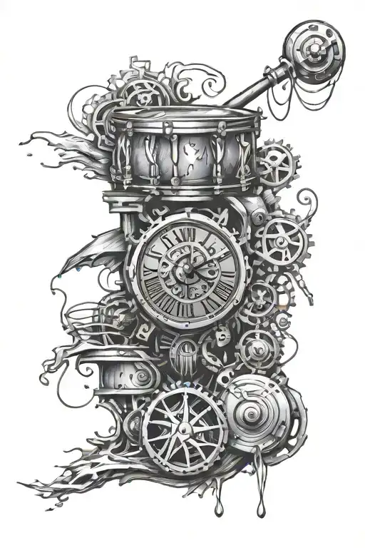 Drums Gears Clock Stairs Water