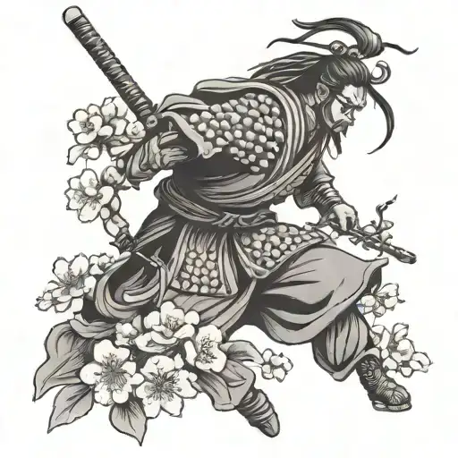 Samurai And Cherry Blossom