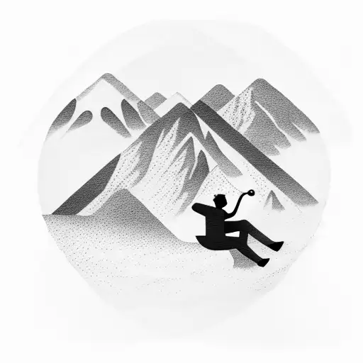 A Silhouette Of A Musician Playing A Guitar With Mountains In The Background