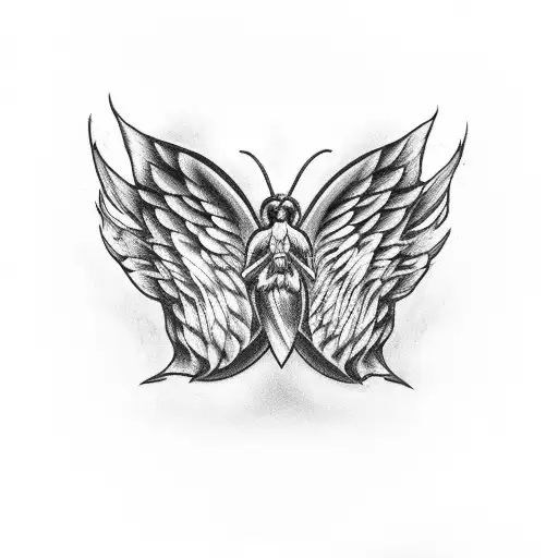 Moth Over Angel Wings